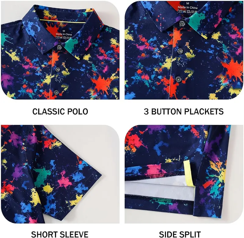 Lenygose Golf Shirts 4-Way – Classic Printed Polo Style