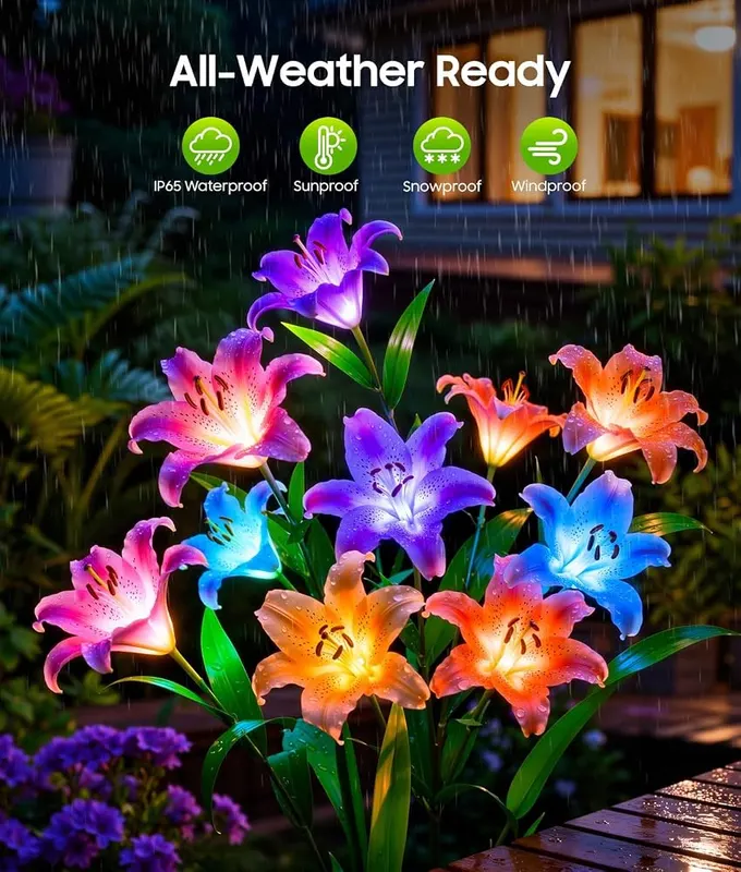 LETMY Solar Flower Lights – Seven color changing mode