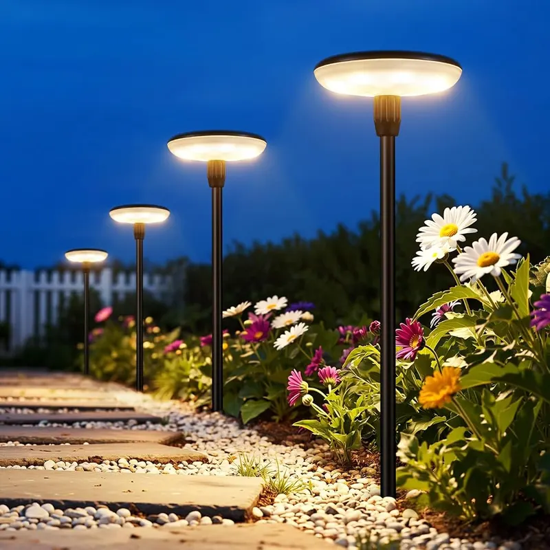 LETMY Solar Pathway Lights Outdoor in Black