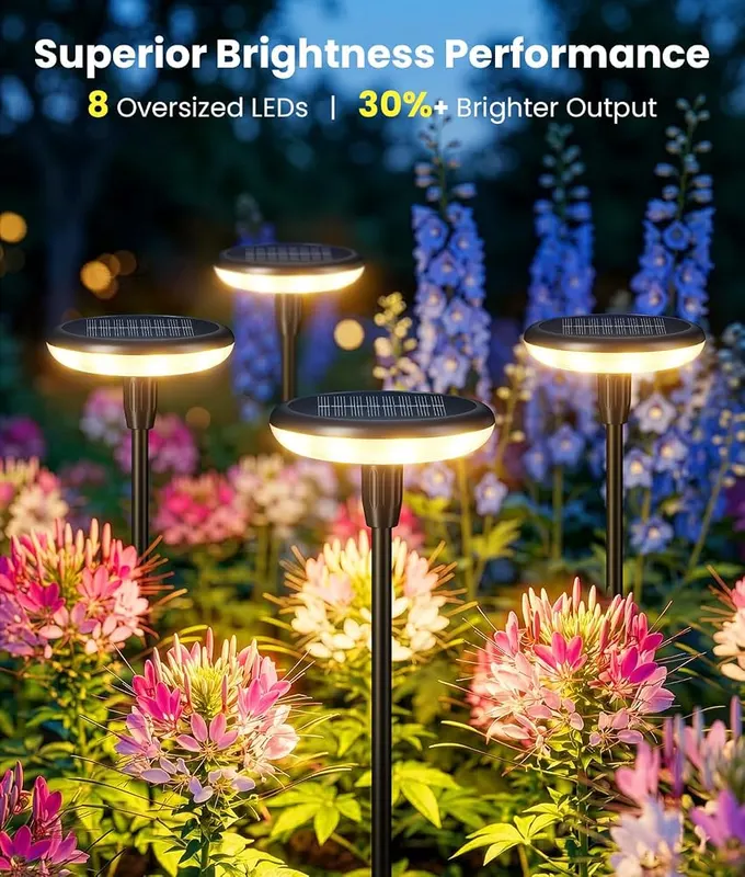 LETMY Solar Pathway Lights Outdoor – Eight pack of solar stake lights