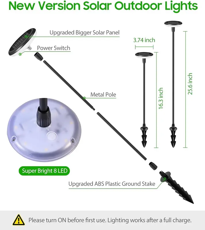 LETMY Solar Pathway Lights Outdoor – Reinforced round ground stake