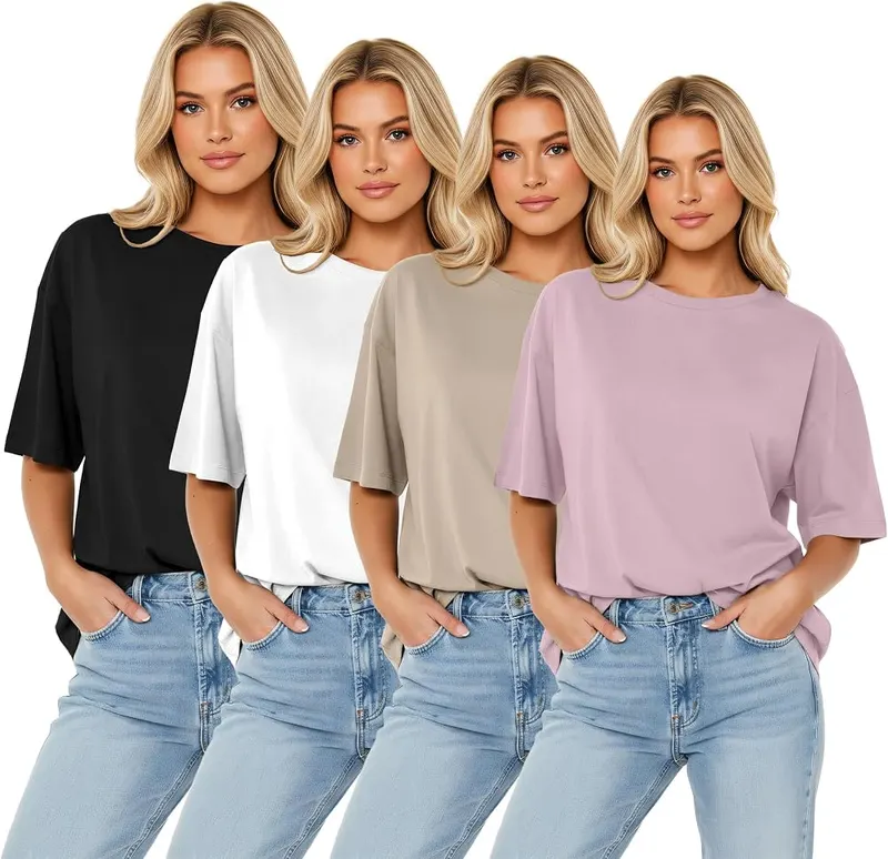 LETSEE 4 Pack Oversized Tshirts