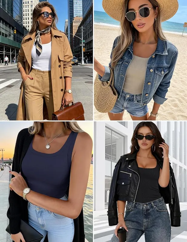 LETSEE Ribbed Tank Tops – Pairs with jeans, shorts, skirts