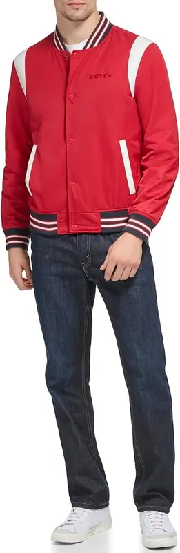 Levi’s Men’s Colorblock Varsity Bomber Jacket – Rib knit on cuffs and hem for comfort