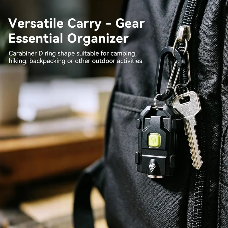 lexall H8 Keychain Flashlight – Cap Clip & Carabiner for Hands-Free Use