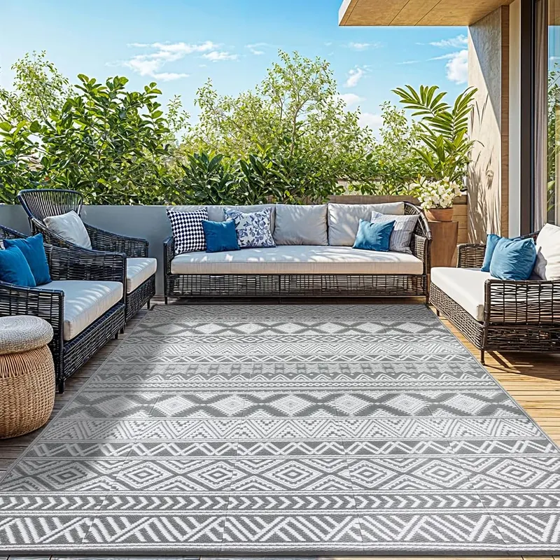LIANLAM Waterproof Outdoor Rug 6×9 ft – 100% polypropylene weave
