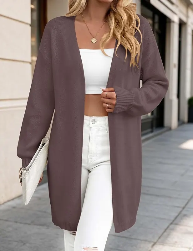 Libsorge Womens Oversized Long Cardigan Open Front Nutmeg – Hand wash, lay flat to dry