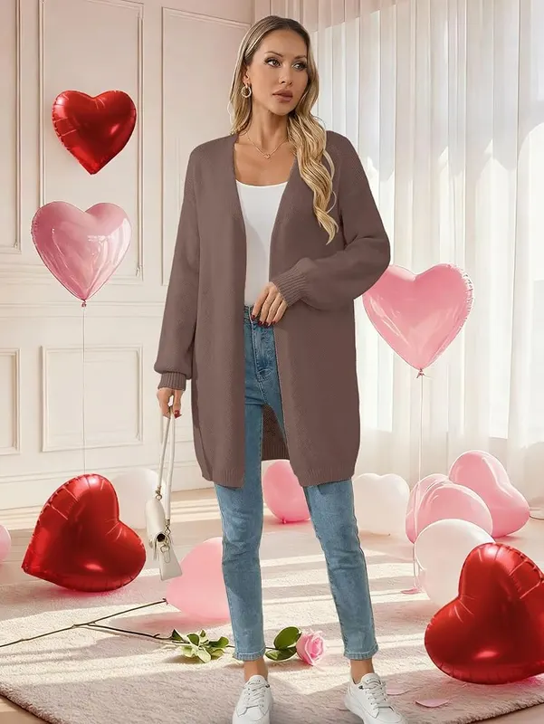 Libsorge Womens Oversized Long Cardigan Open Front Nutmeg – product photo 8 of 8