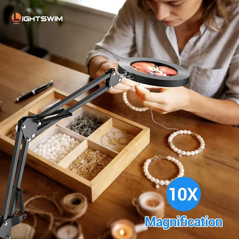 Lightswim 10X LED Magnifier Desk Lamp – 10X,30X,45X Magnification