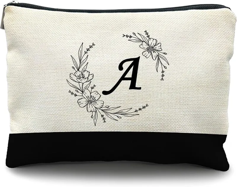 Likjad Initial Monogram Personalized makeup bag