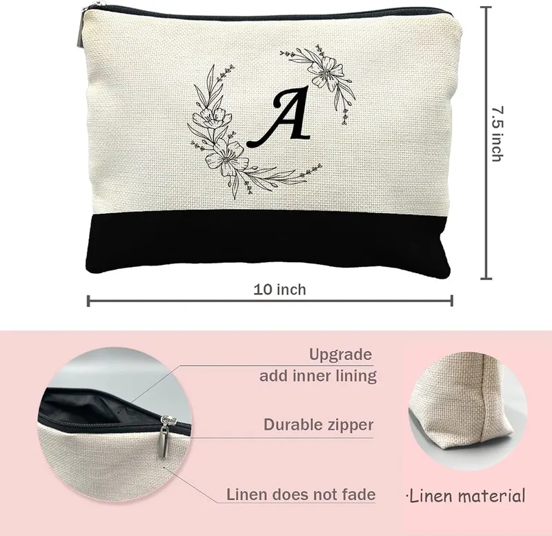 Likjad Initial Monogram Personalized makeup bag – can easily put into small items of