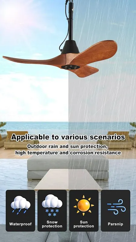 Linher 34-Inch Outdoor Ceiling Fan Without Light – product photo 3 of 9