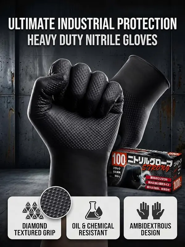 Lipropp 10 Mil Heavy Duty Disposable Nitrile – Superior Grip & Control — The gloves feature
