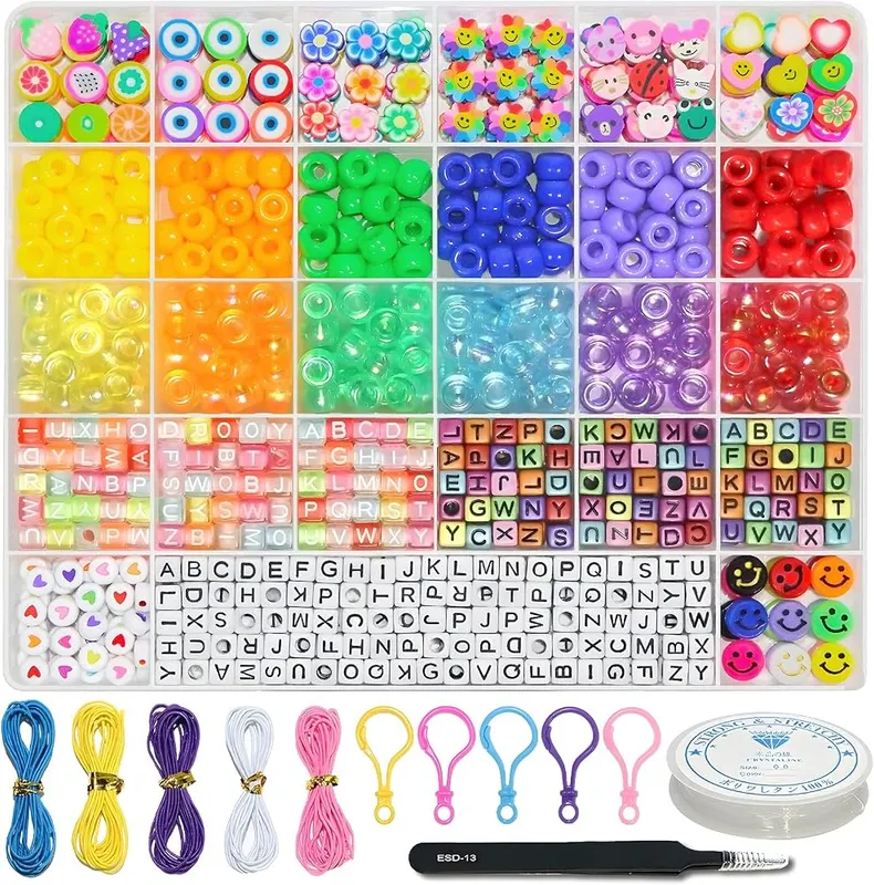 LIS HEGENSA 1000Pcs DIY Childrens Craft Pony Beads