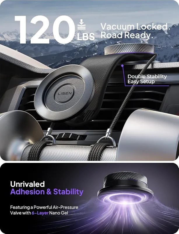 LISEN for MagSafe Car Mount Black – 22-magnet MagSafe car mount