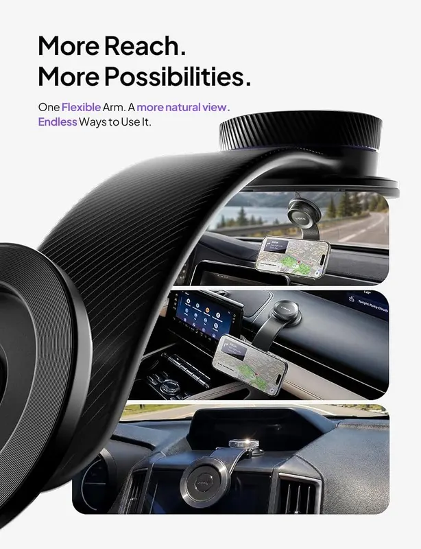 LISEN for MagSafe Car Mount Black – Suction plus nano adhesive base