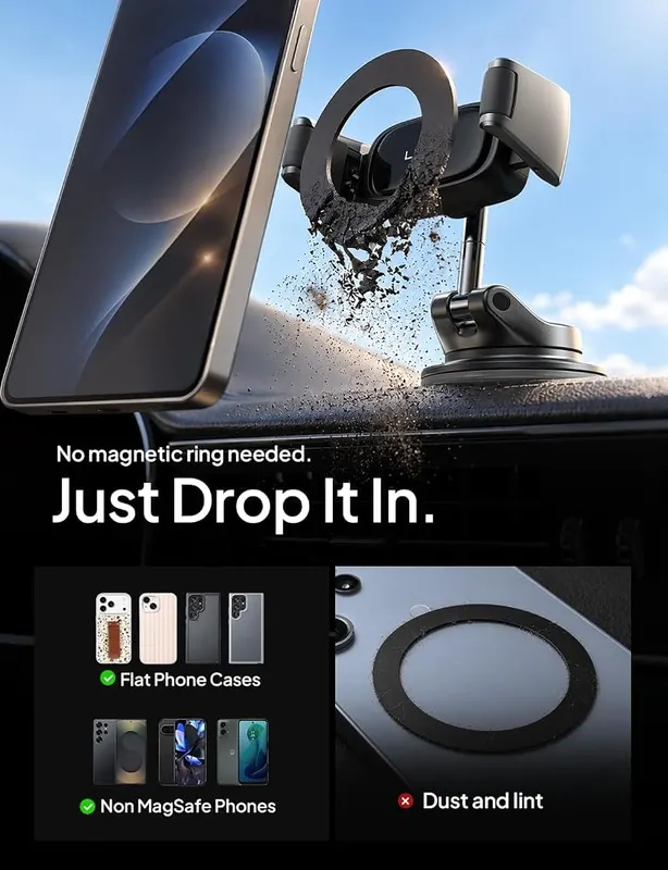 LISEN Suction Phone Mount – Vacuum suction car phone mount