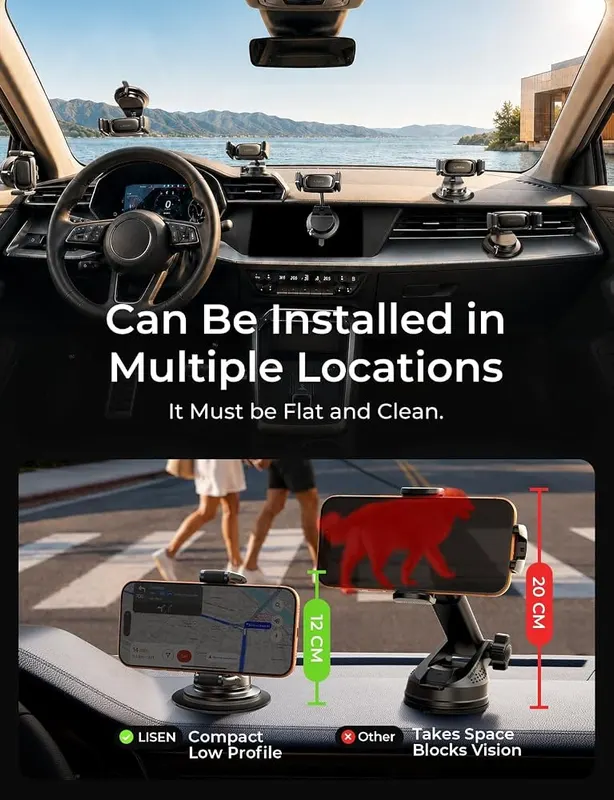 LISEN Suction Phone Mount – Lists Galaxy S26 and S25