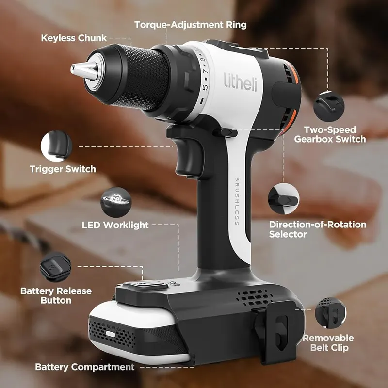 Litheli 20V Cordless Drill Driver – Adjustable Torque