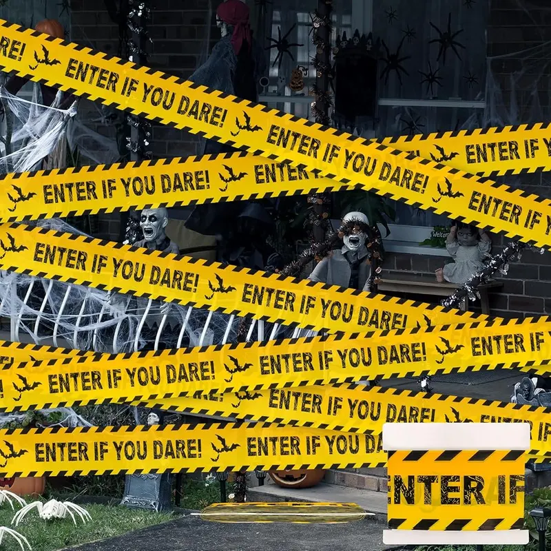 Litmitfu Halloween Decor Caution Tape – Bright yellow and black design