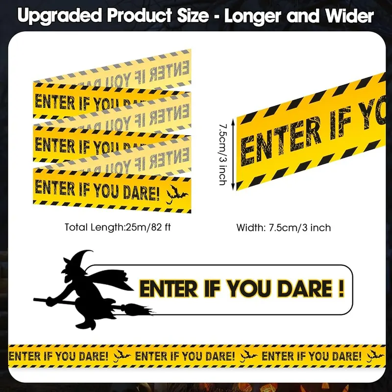 Litmitfu Halloween Decor Caution Tape – Features scary bat graphics
