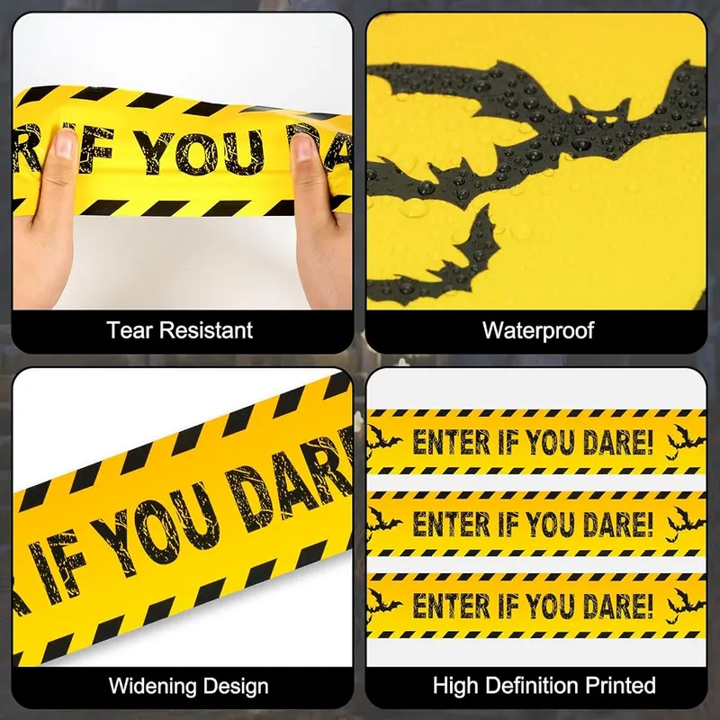 Litmitfu Halloween Decor Caution Tape – Bold enter if you dare message