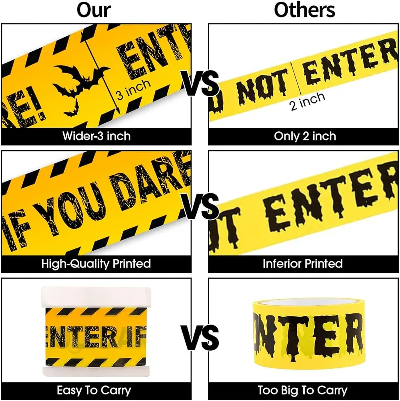 Litmitfu Halloween Decor Caution Tape – Extra wide three inch format