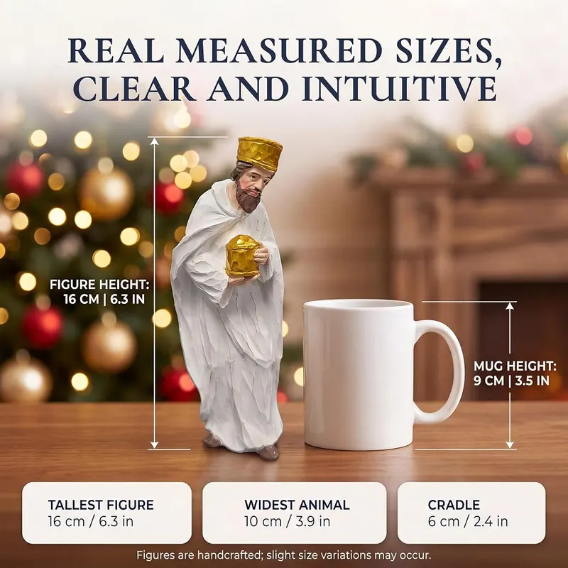 Livilord 11-Piece Hand-Painted Christmas Nativity Set – Traditional vintage style figures