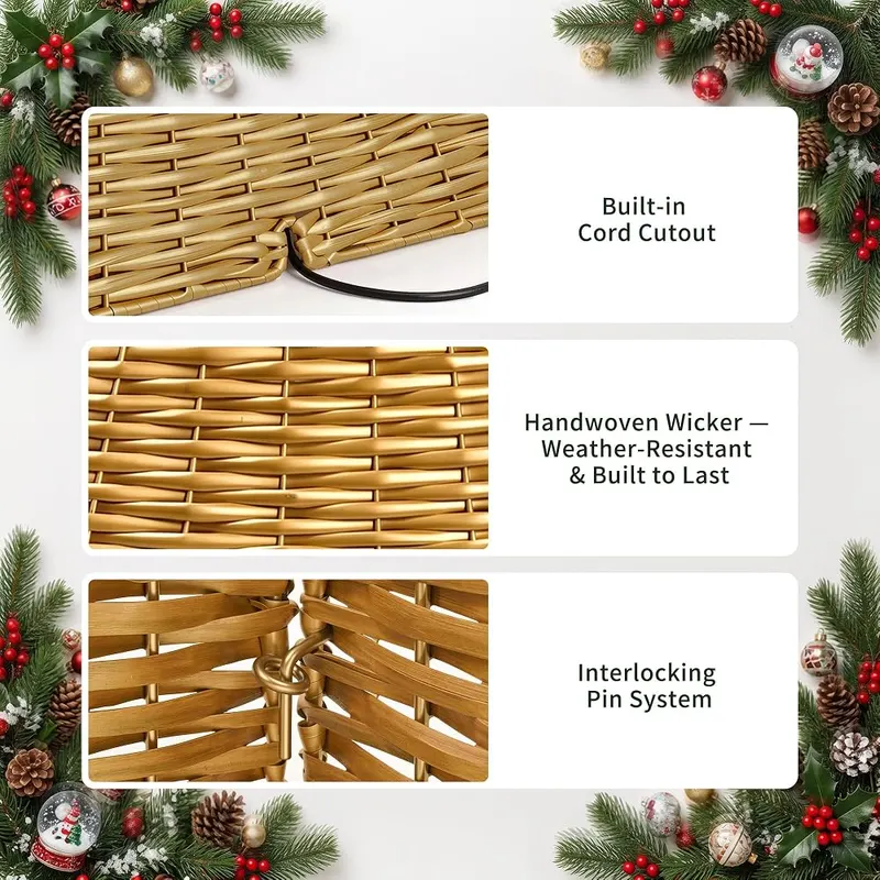 Livilord Square Rattan Christmas Tree Collar – product photo 8 of 9