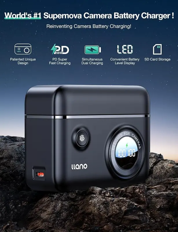 llano DMW-BLK22 USB-C 18W Dual Battery Fast – Super Fast Charging with 18W PD3