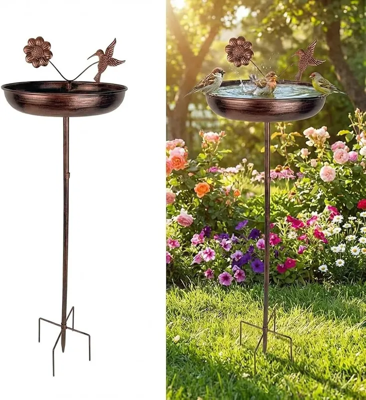 LNGMT Metal Bird Bath in Bronze-9.8"