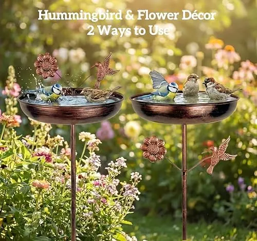 LNGMT Metal Bird Bath – Dual purpose feeding and bathing