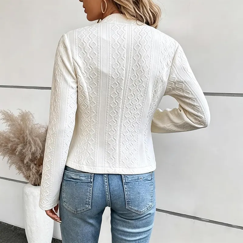 LONGZHOUGO Collarless Sweater Blazers – Polished structured style for professional settings