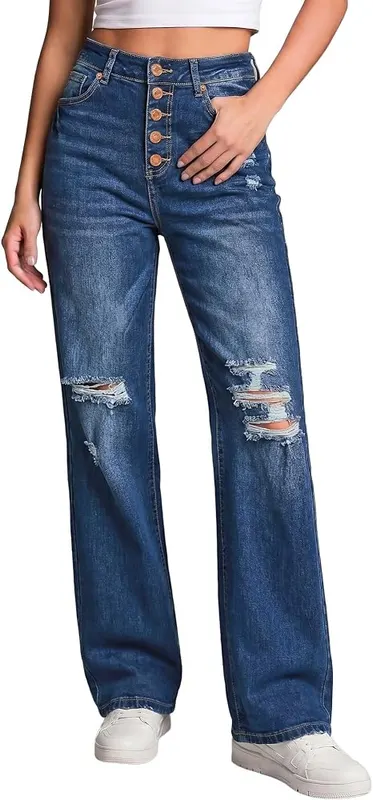 LookbookStore Bellbottoms Jeans Outfit in Dark Blue