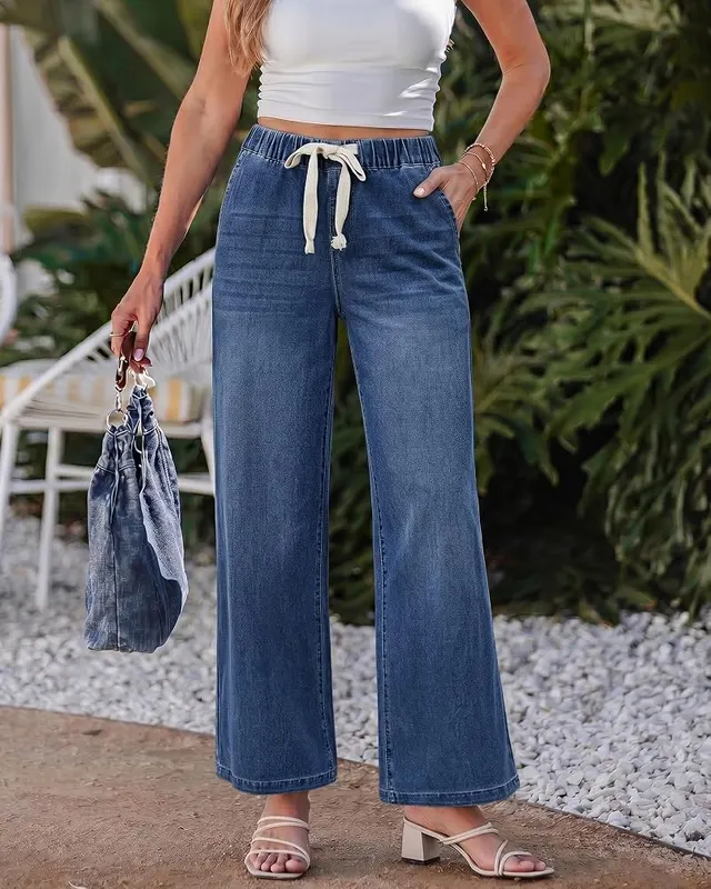 LookbookStore Wide Leg Jeans – Stretchy cotton denim