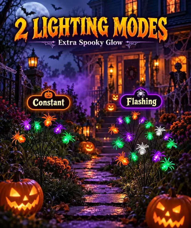 LORRYTE 6Pack36LED Spider Solar Halloween Firefly Lights – 36 LEDs, 6 pack
