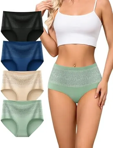 Losiee Cotton Underwear – Four-pack cotton high-waist briefs