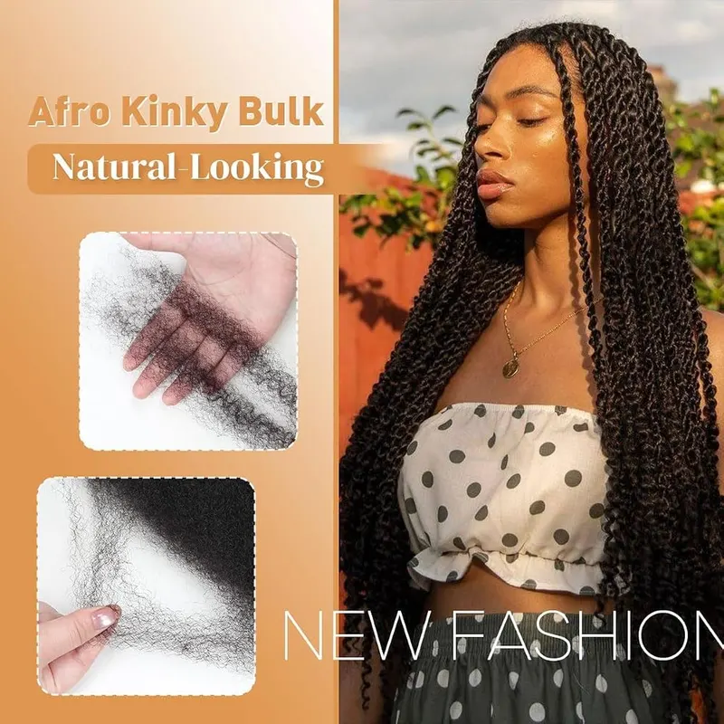 lounoke 18 Inch Afro Kinkys Bulk Human 4C – Soft and tangle-free, enjoy softness