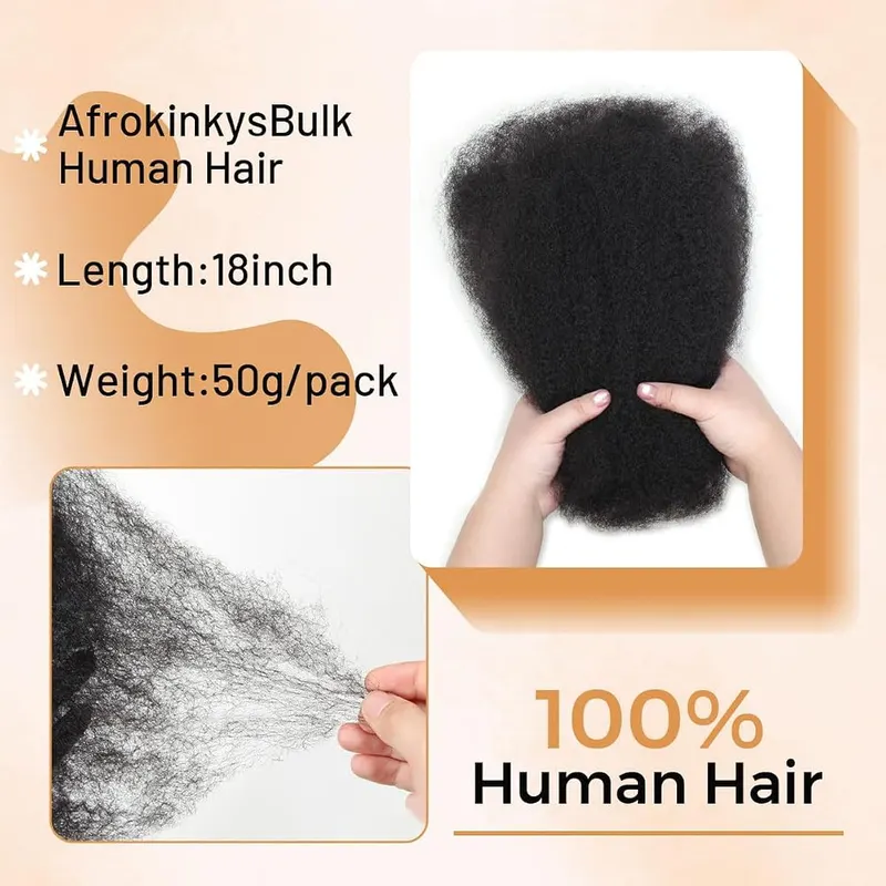 lounoke 18 Inch Afro Kinkys Bulk Human 4C – product photo 7 of 9