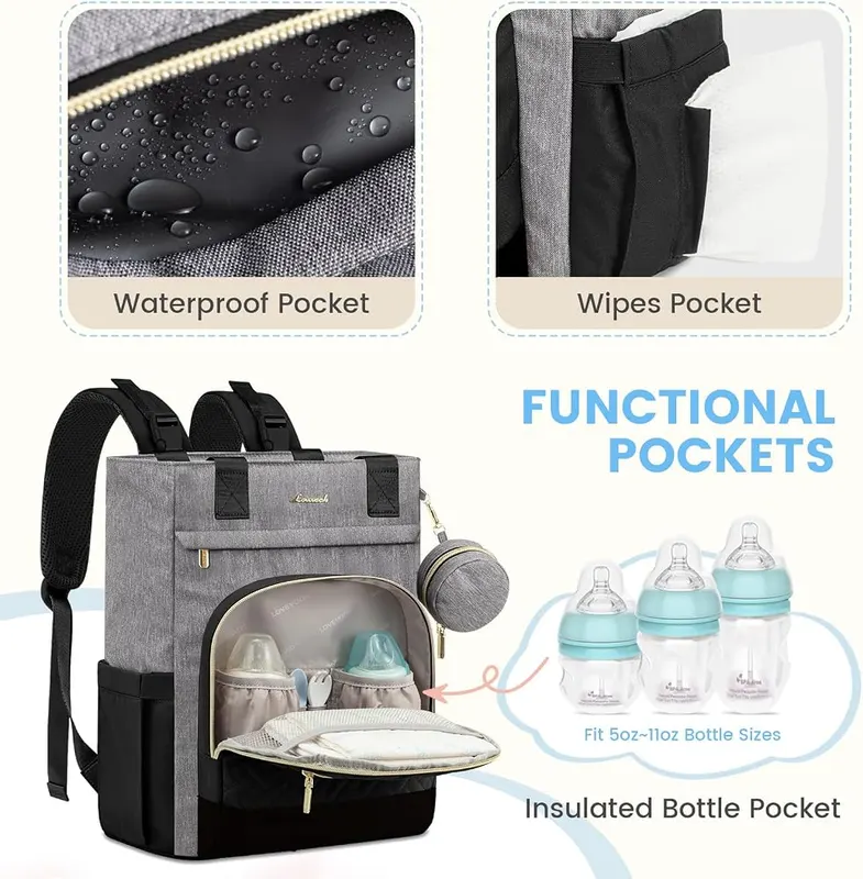 LOVEVOOK Diaper Bag Backpack – 15 independent storage spaces
