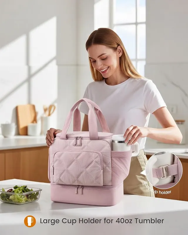 LOVEVOOK Insulated Lunch Bags – Soft puffer fabric with quilted design