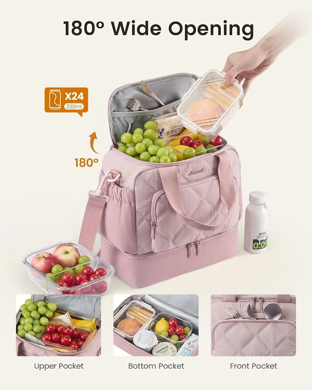 LOVEVOOK Insulated Lunch Bags – Wide top opening for easy access