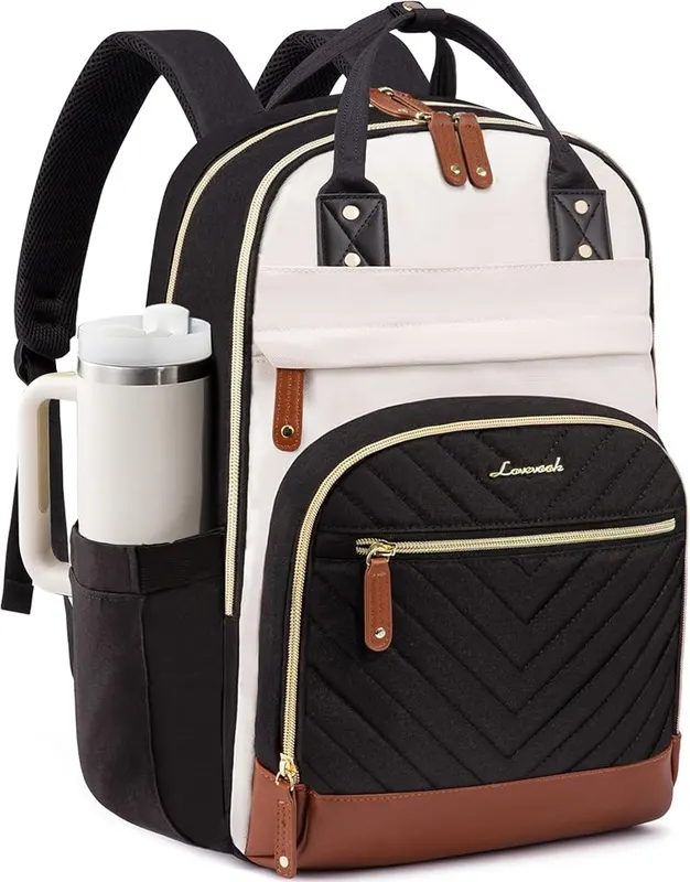 LOVEVOOK Laptop Backpack Women in Beige-black-brown