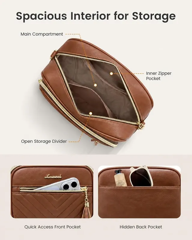 LOVEVOOK Small Crossbody Bag – Waterproof durable PU leather material
