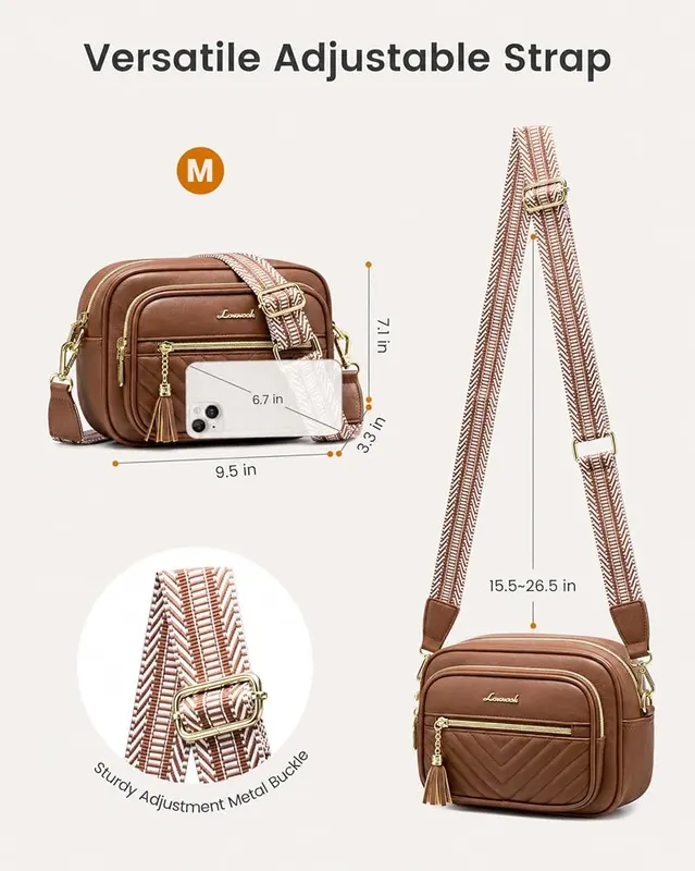 LOVEVOOK Small Crossbody Bag – Adjustable wide printed shoulder strap