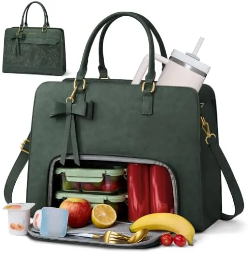 LOVEVOOK Work Tote Bag Embossed Green – Work tote with lunch compartment