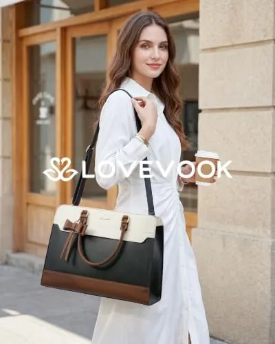 LOVEVOOK Work Tote Bag Embossed Green – Fits laptops up to 15.6 inches