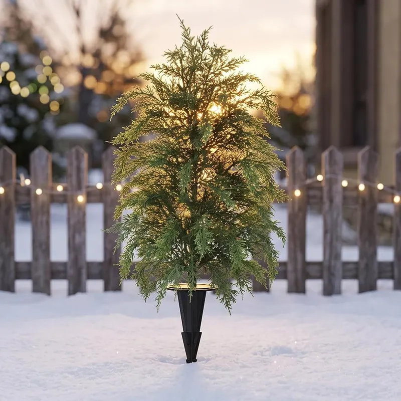 Lovskoo 2ft Artificial Cedar Topiary Trees Artificial – For Outdoor Use – Built with stabilized materials