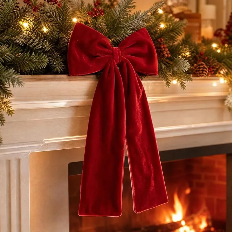 Lovskoo 3 PCS Red Bows Velvet Bows – Soft texture for standout holiday decor