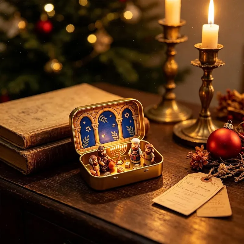 Lovskoo Mini Christmas Nativity Set in Tin